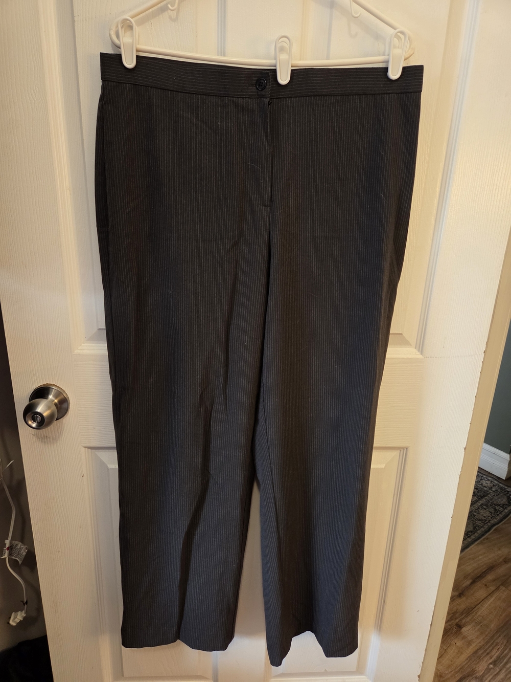 Briggs New York Women's Charcoal Pinstripe Straight-Leg Trousers